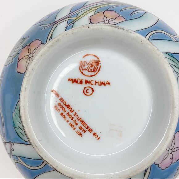 Vintage WBI Chinoiserie Blue Pink Decorative Bowl - Picture 8 of 11